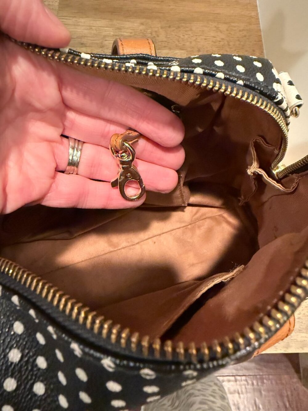 Fossil Sydney Polka Dot Satchel Bag & Matching Wallet Set - Picture 6 of 16